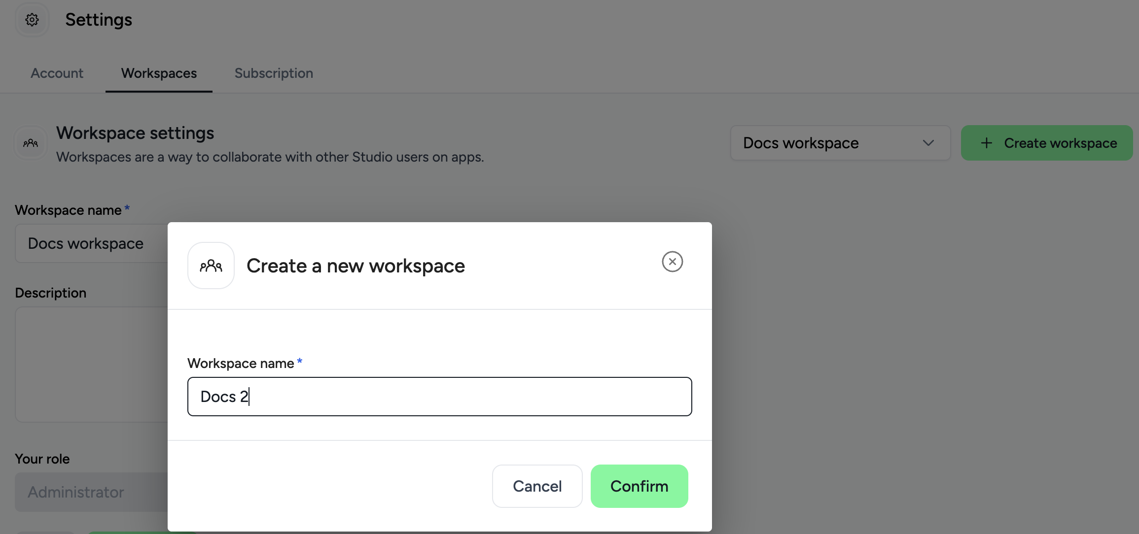Create a new workspace