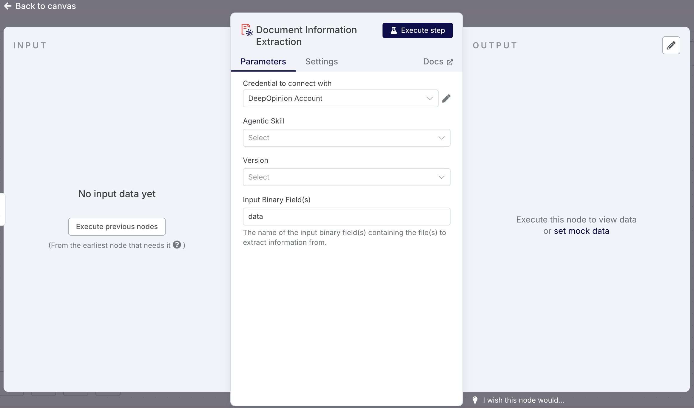 Document Information Extraction Node Configuration