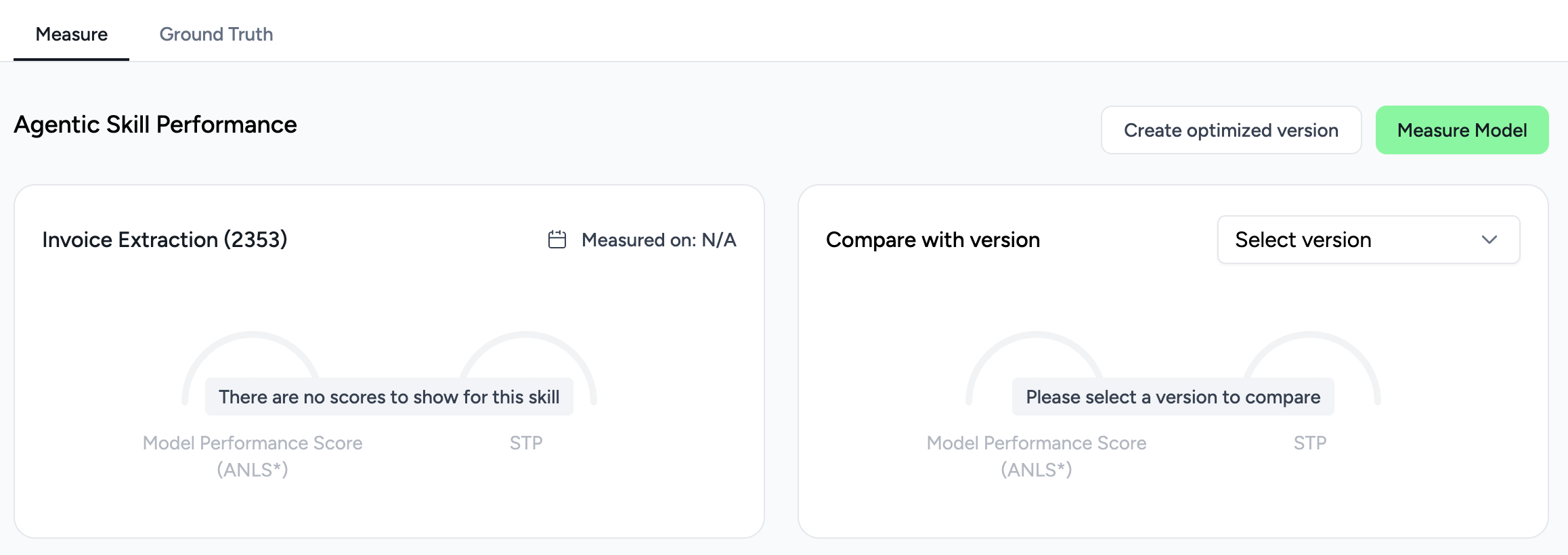 Performance tab - Skill not measured yet