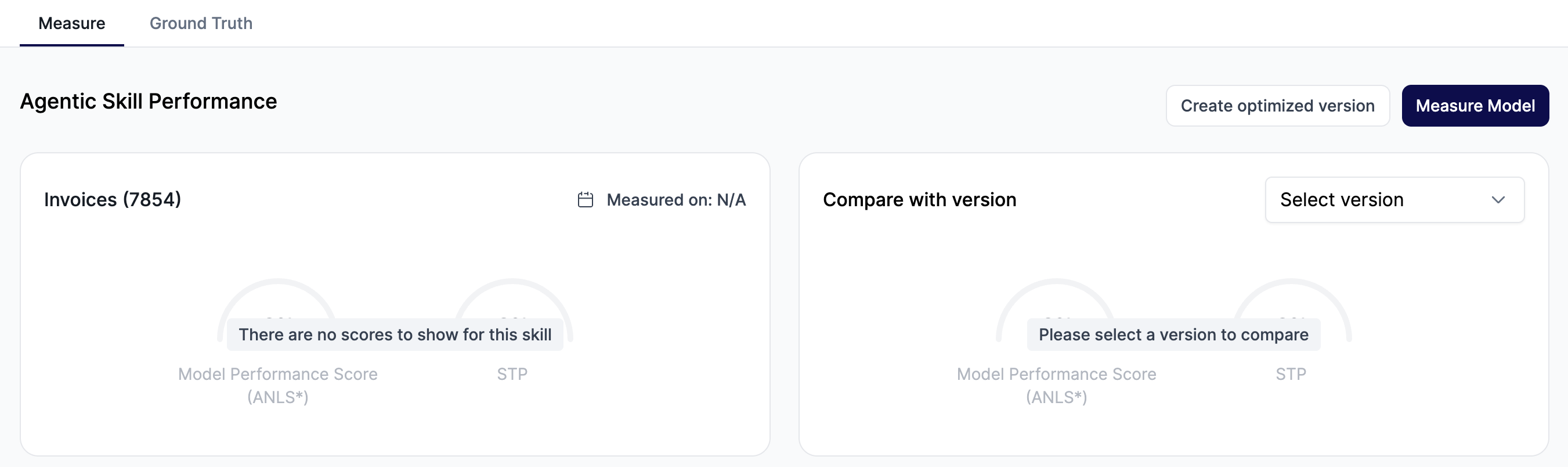 Performance tab - Skill not measured yet